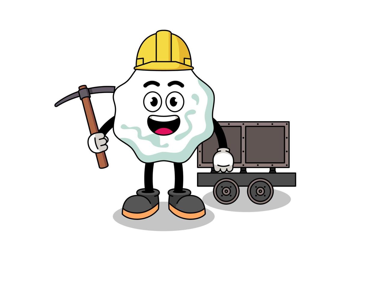 illustrazione della mascotte del minatore di gomma da masticare vettore