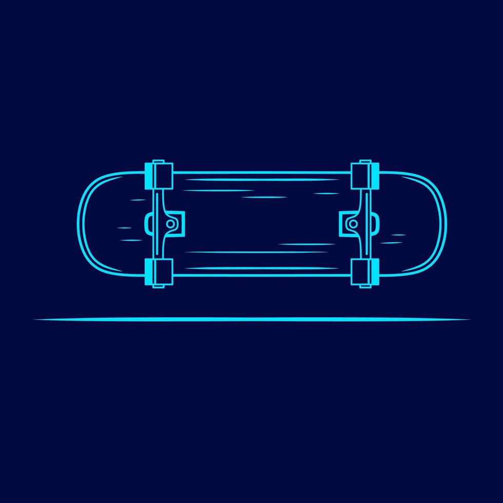 skateboard style vector line neon art potrait logo design colorato con sfondo scuro. illustrazione grafica astratta. sfondo nero isolato per t-shirt, poster, abbigliamento, merchandising