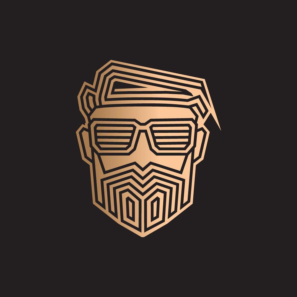 sottosquadro pompadour uomo logo linea pop art potrait design colorato con sfondo scuro. illustrazione vettoriale astratta.
