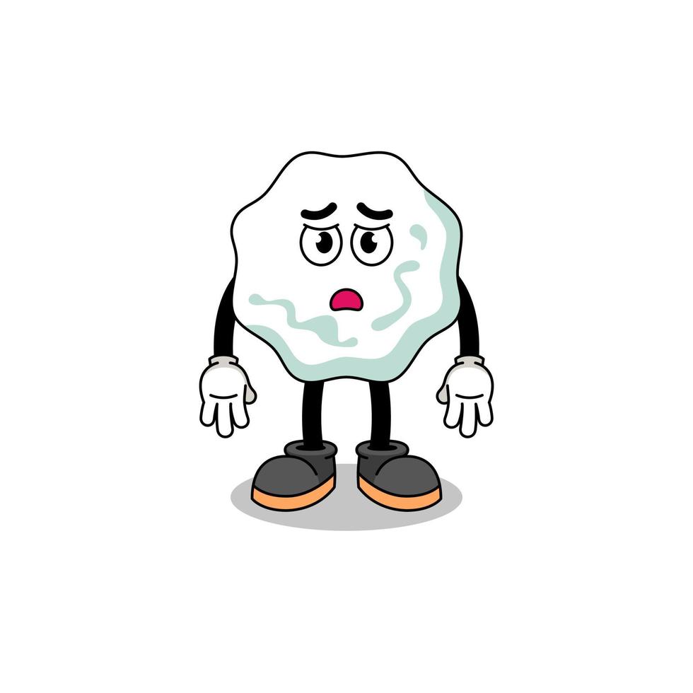 illustrazione del fumetto della gomma da masticare con la faccia triste vettore