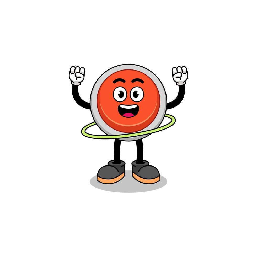 illustrazione del personaggio del pulsante di emergenza che gioca a hula hoop vettore