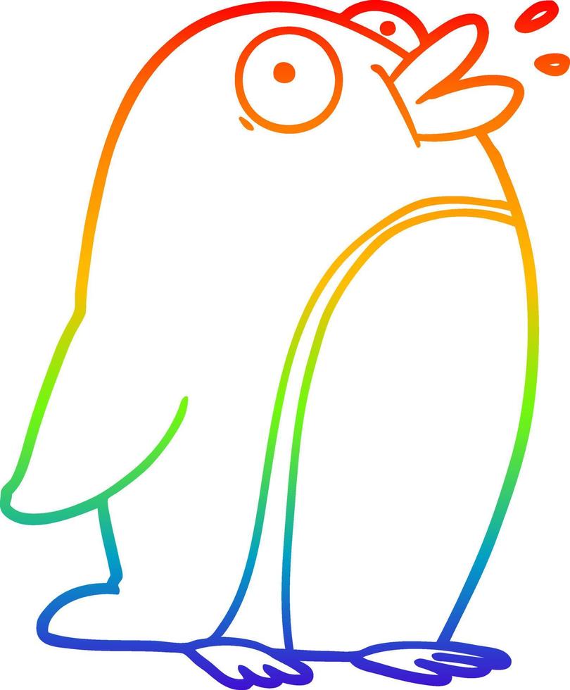 arcobaleno gradiente disegno a tratteggio cartone animato pinguino vettore