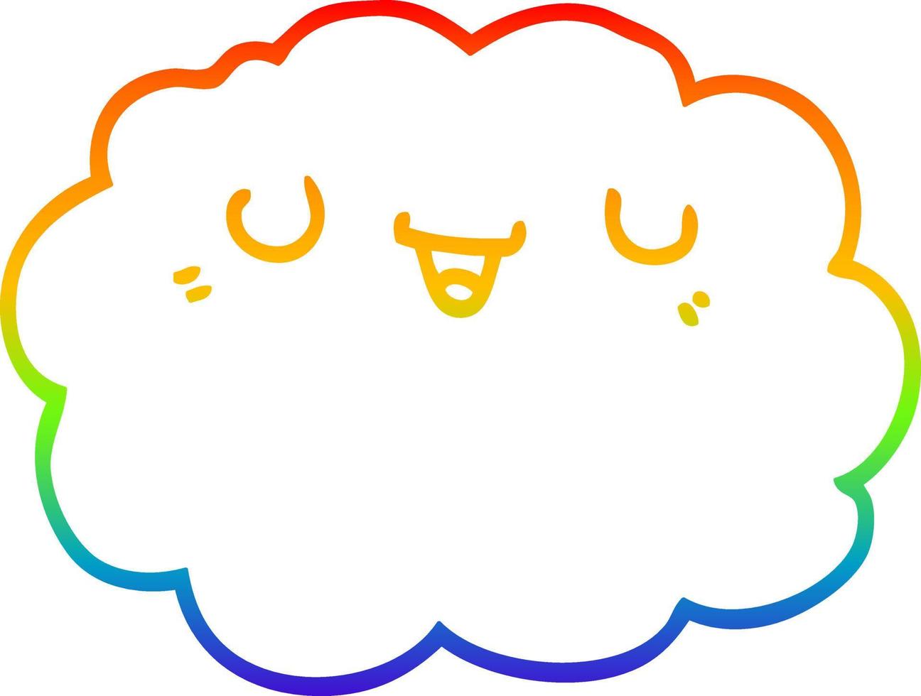 nuvola di cartoni animati di disegno a tratteggio sfumato arcobaleno vettore