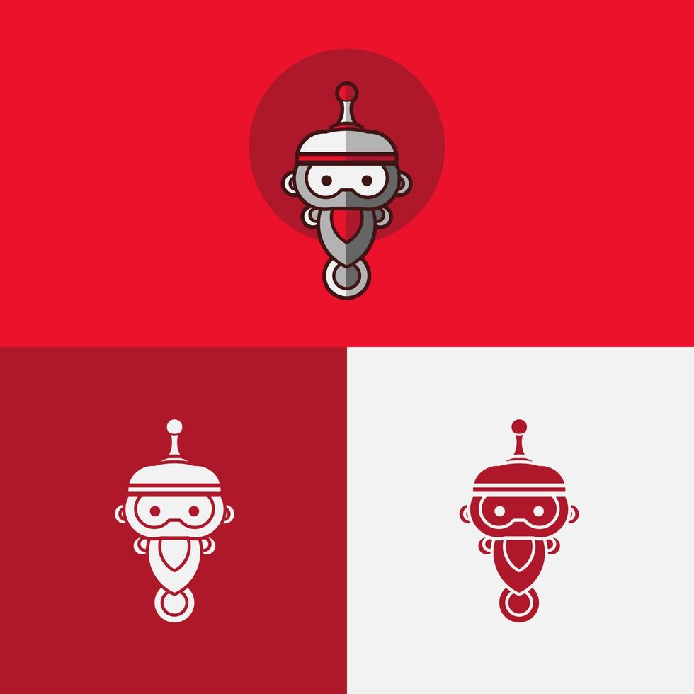 Babbo Natale robot natale simpatico personaggio emozione emoticon logo design vector. arte adesivo colorato tecnologia con sfondo morbido. illustrazione grafica astratta. vettore