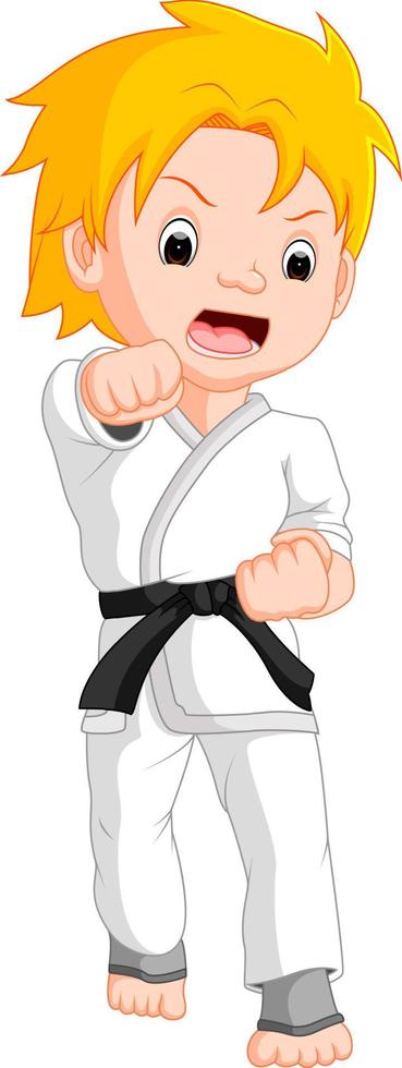 fumetto del giocatore di karate del ragazzo vettore