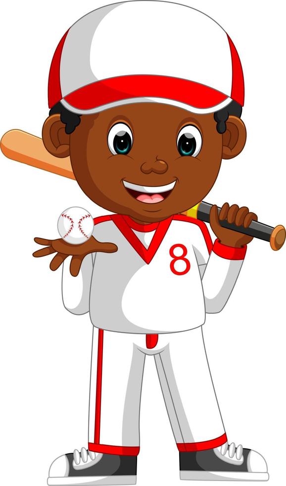illustrazione del giocatore di baseball del ragazzo vettore