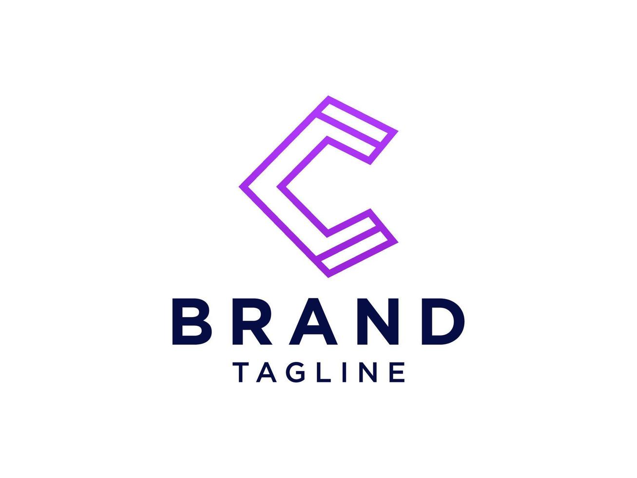 lettera iniziale astratta c logo della linea di collegamento. forma geometrica viola isolata su sfondo bianco. elemento del modello di progettazione logo vettoriale piatto.