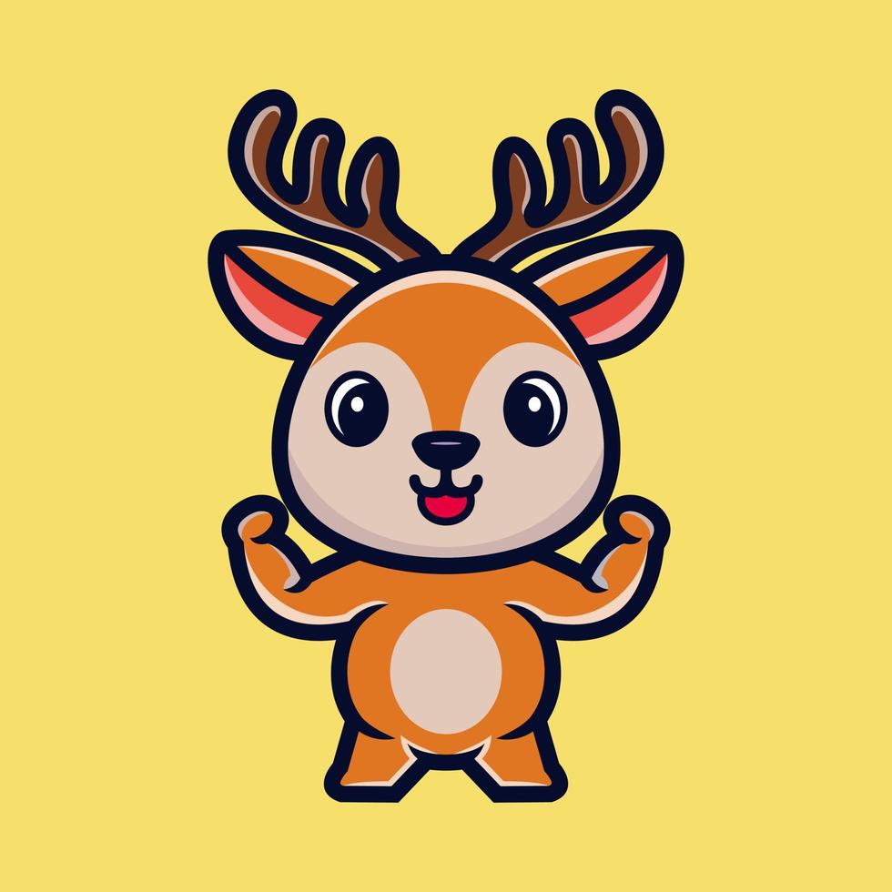 vettore premium del personaggio dei cartoni animati di cervo forte carino