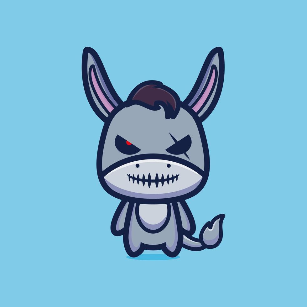 vettore premium di design del personaggio dei cartoni animati della mascotte dell'asino malvagio