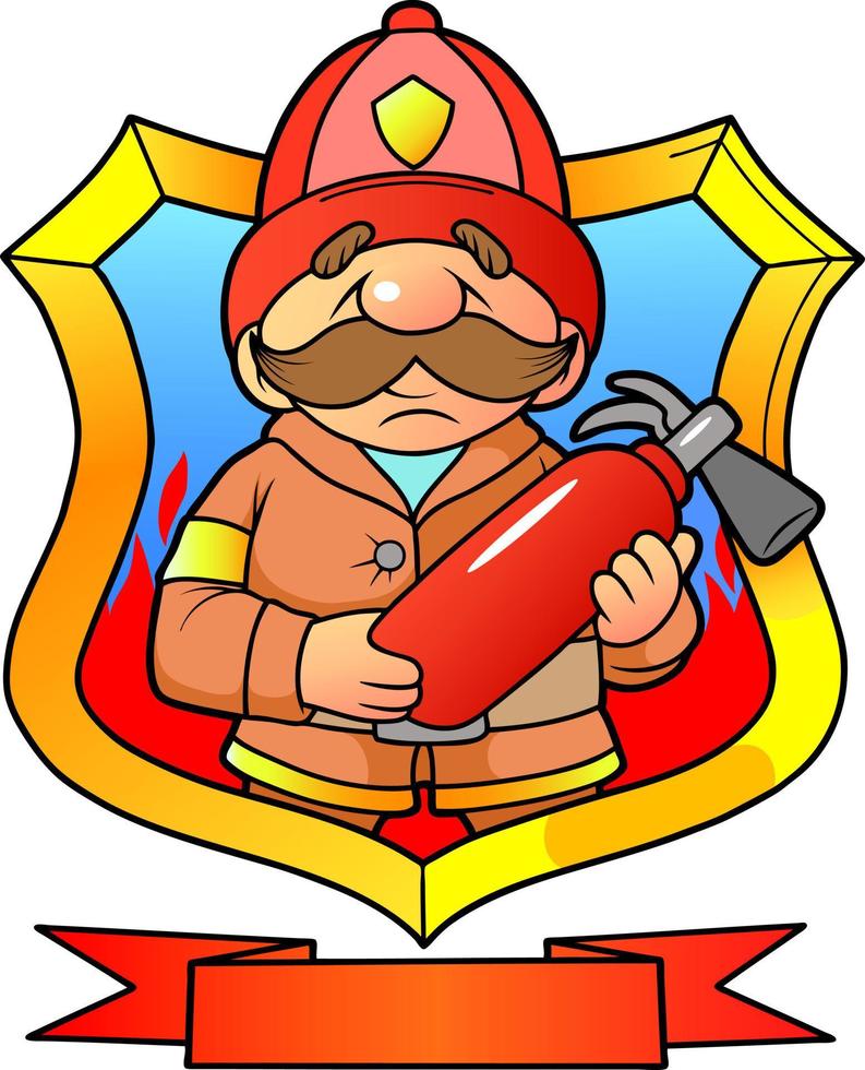 cartone animato coraggioso vigile del fuoco vettore