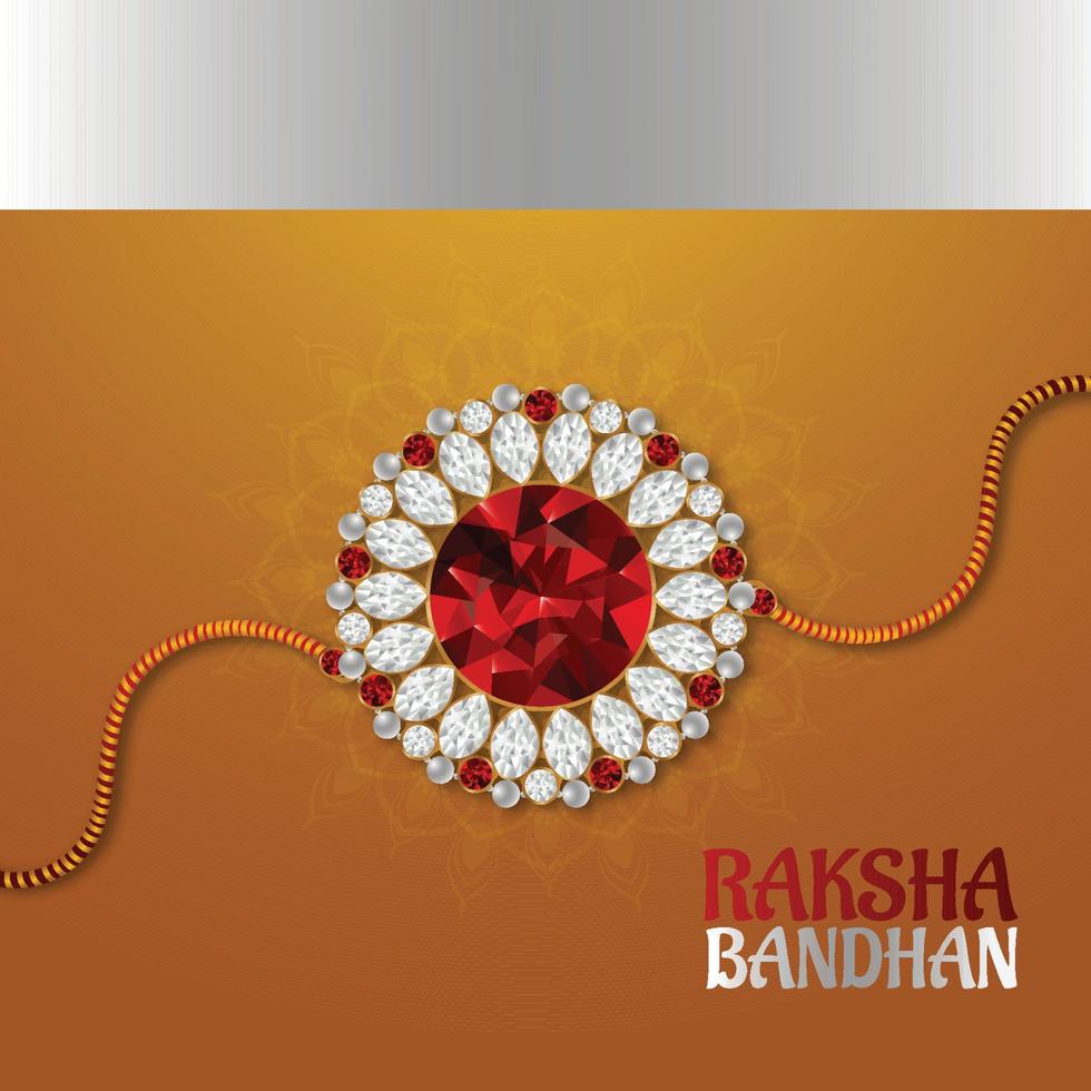 rakhi di cristallo per la carta di celebrazione felice di raksha bandhan del festival indiano vettore