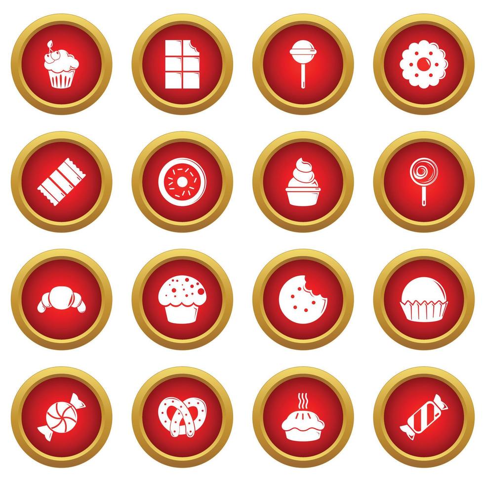 dolci caramelle torte set di icone, stile semplice vettore