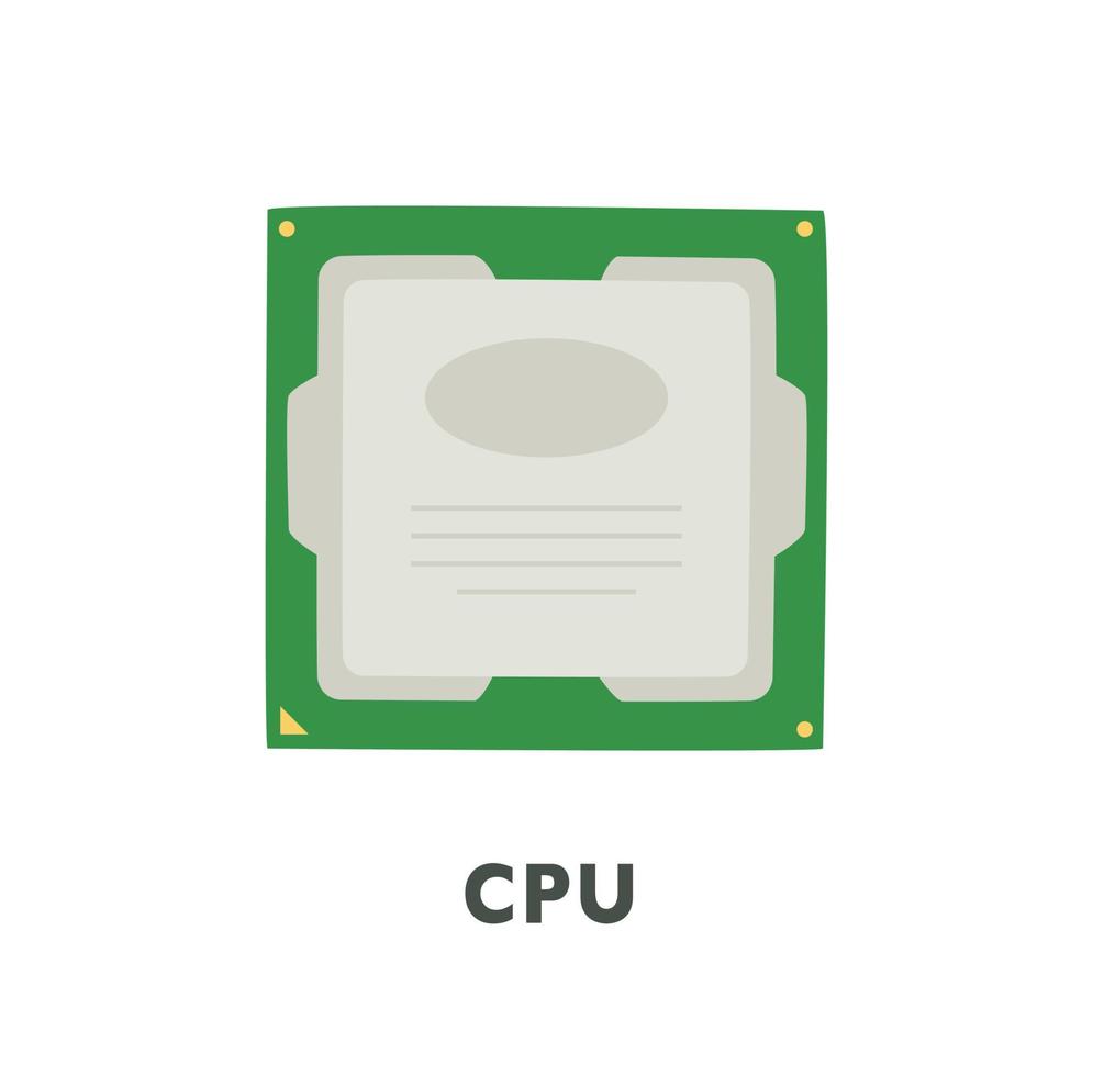 parti del computer. unità centrale di elaborazione della cpu. illustrazione vettoriale in stile design piatto.