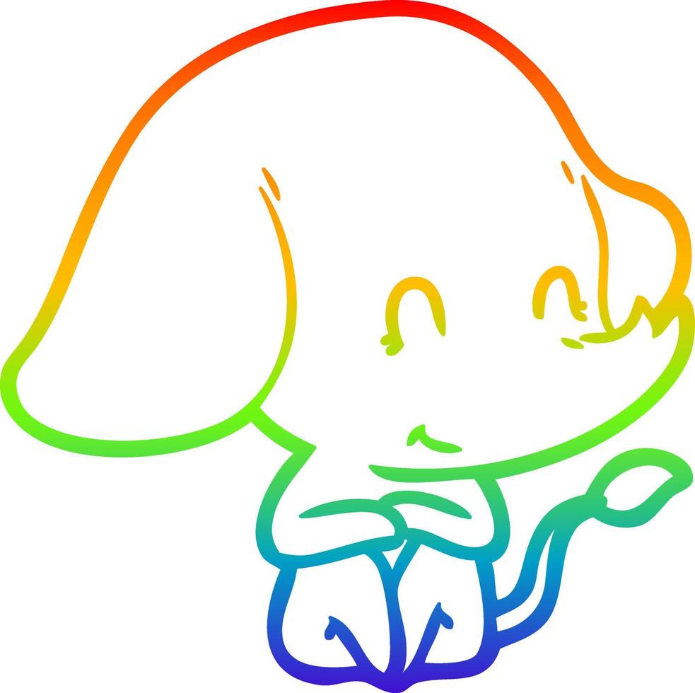 arcobaleno gradiente linea disegno simpatico cartone animato elefante vettore