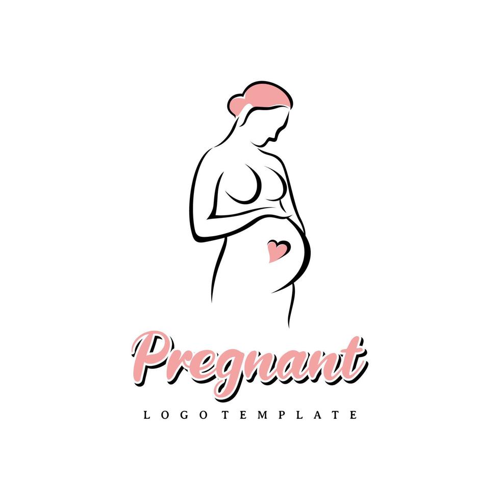 logo donna incinta design vettoriale semplice e minimalista