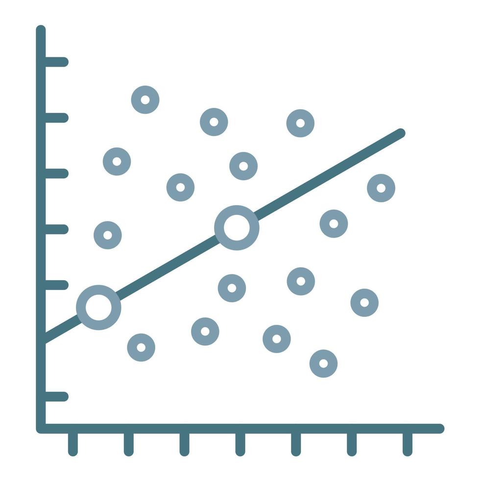 icona a due colori della linea del grafico a dispersione vettore