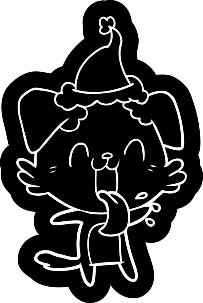 icona del fumetto di un cane ansimante che indossa il cappello di Babbo Natale vettore