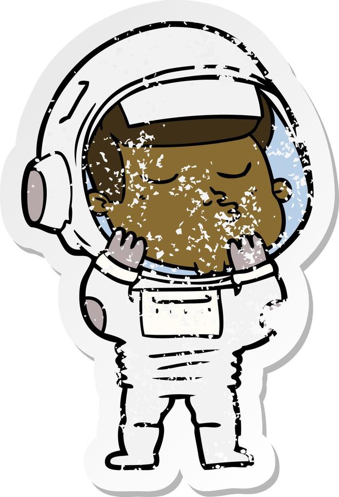 adesivo in difficoltà di un astronauta fiducioso dei cartoni animati vettore
