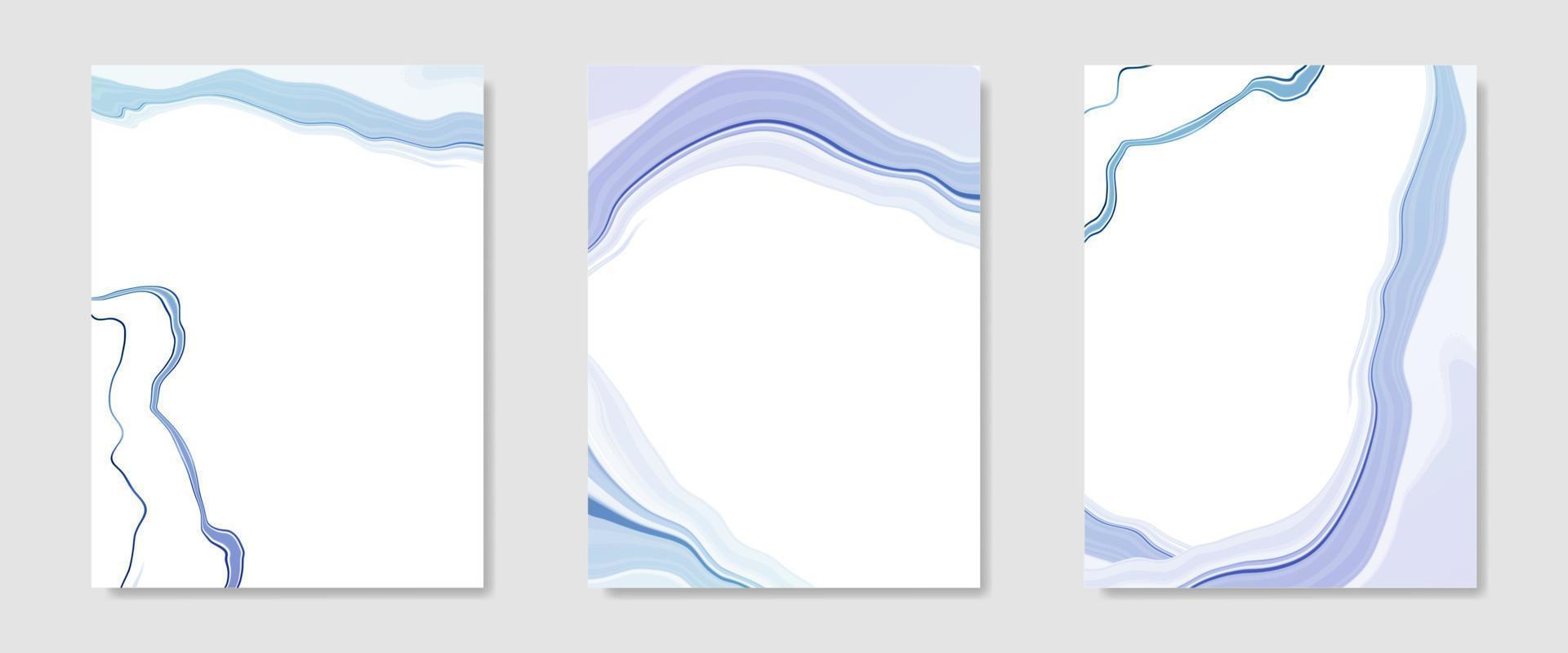raccolta di sfondo acquerello marmorizzato liquido blu astratto. effetto splash onda di marmo minimal pastello. modello di progettazione illustrazione vettoriale per invito a nozze, carta, banner, poster