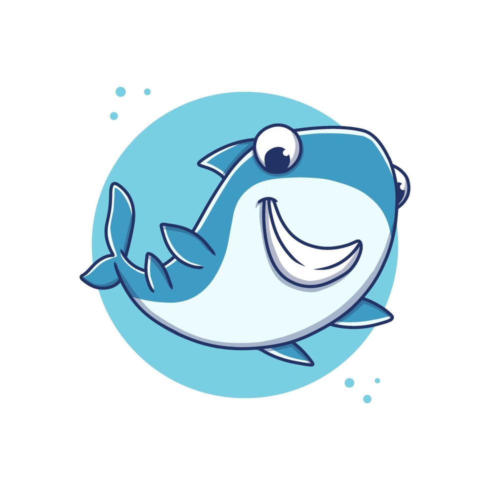 illustrazione di vettore del fumetto del mammifero della balena. logo mascotte animale marino. elemento del carattere dell'icona di simbolo dell'oceano della fauna selvatica dello squalo