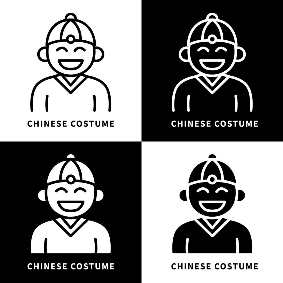 illustrazione stabilita dell'icona della cultura cinese del cheongsam. personaggi maschili abito tradizionale logo vettoriale