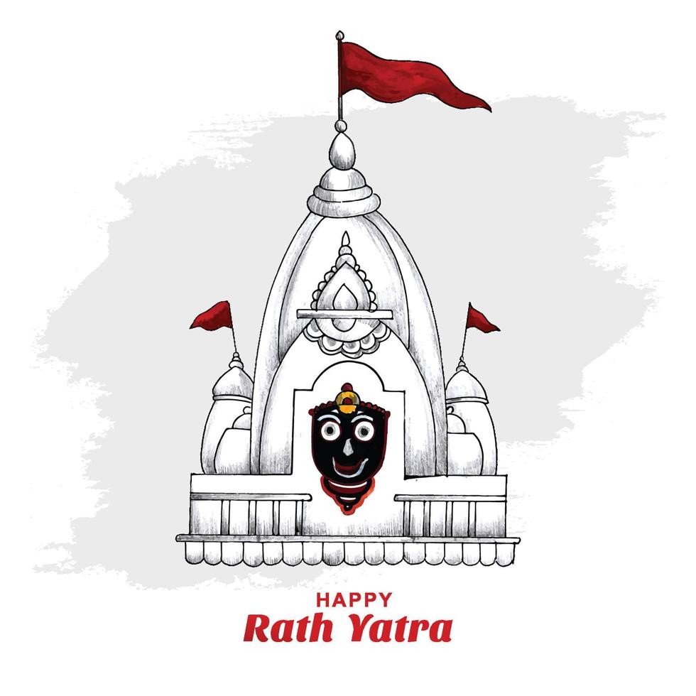disegno a mano ratha yatra schizzo lord of jagannath celebrazione design vettore