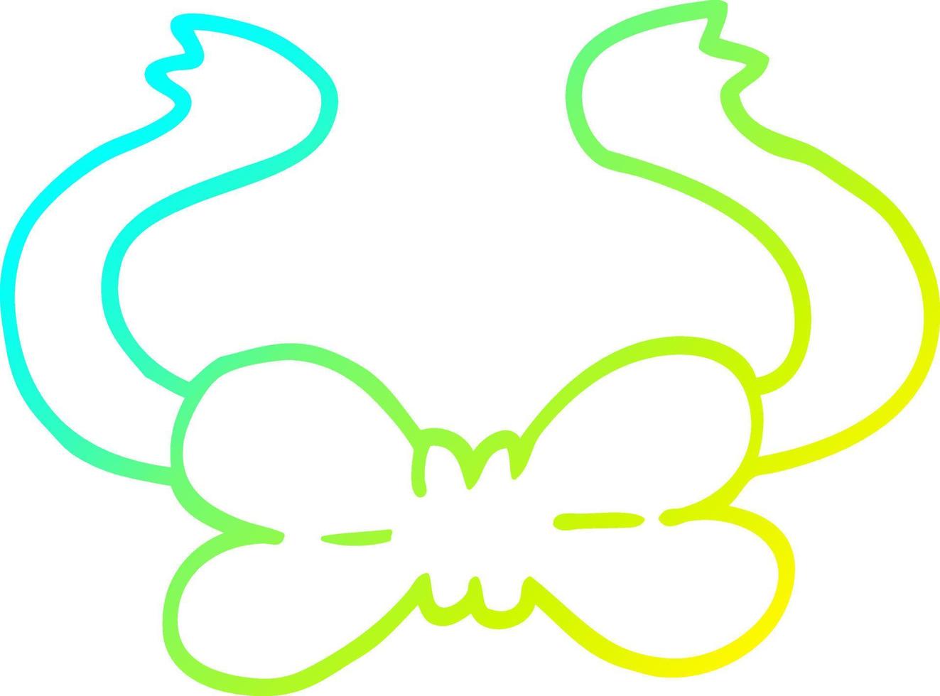 papillon di cartone animato con disegno a tratteggio a gradiente freddo vettore
