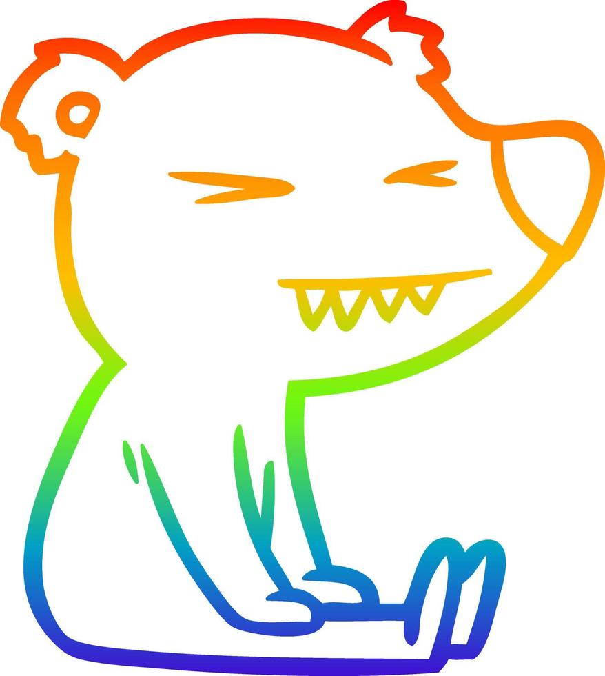 arcobaleno gradiente linea disegno arrabbiato orso polare cartone animato vettore