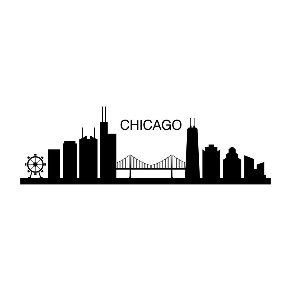 skyline di chicago illustrato vettore