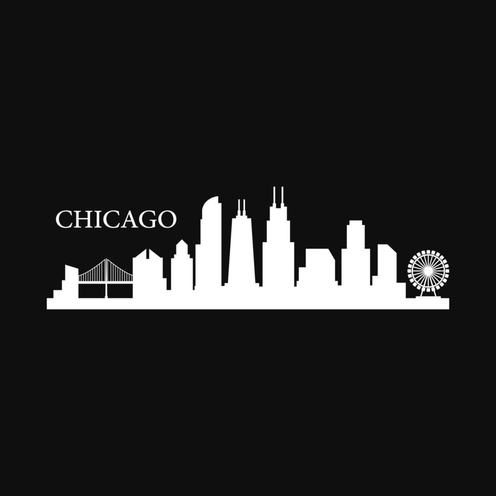 skyline di chicago illustrato vettore