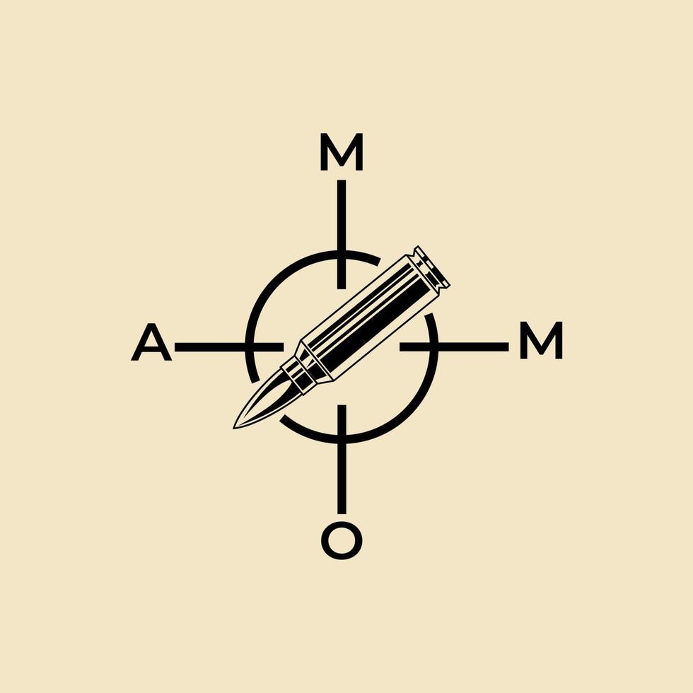 disegno dell'illustrazione del simbolo di vettore dell'annata del logo dell'icona delle munizioni