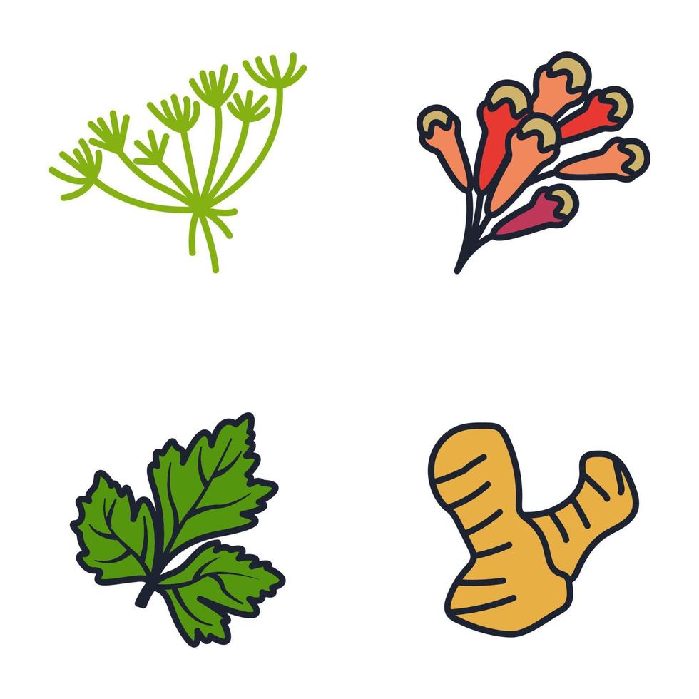 spezie, condimenti ed erbe elementi set icona simbolo modello per grafica e web design collezione logo illustrazione vettoriale