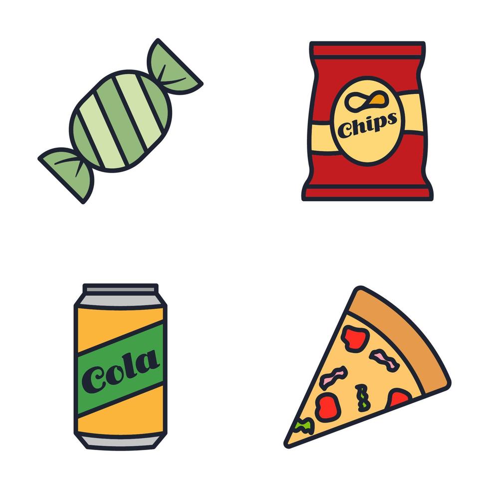 fast food set icona simbolo modello per grafica e web design collezione logo illustrazione vettoriale