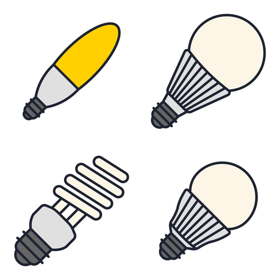 lampadina set icona simbolo modello per grafica e web design collezione logo illustrazione vettoriale