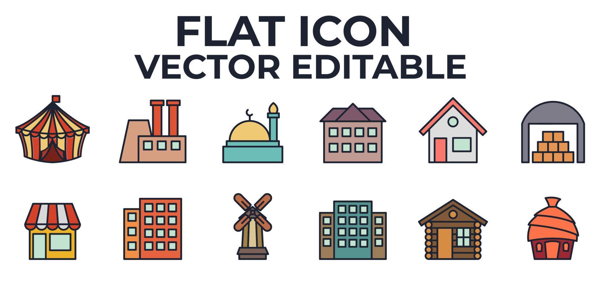 modello di simbolo dell'icona del set di edifici per l'illustrazione vettoriale del logo della raccolta di grafica e web design