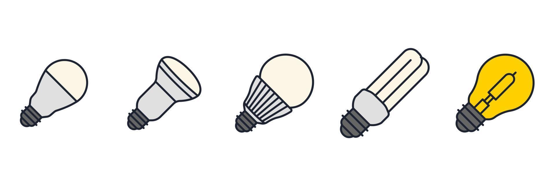 lampadina set icona simbolo modello per grafica e web design collezione logo illustrazione vettoriale