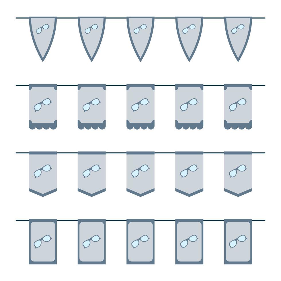 set di bandiere colorate con occhiali vettore