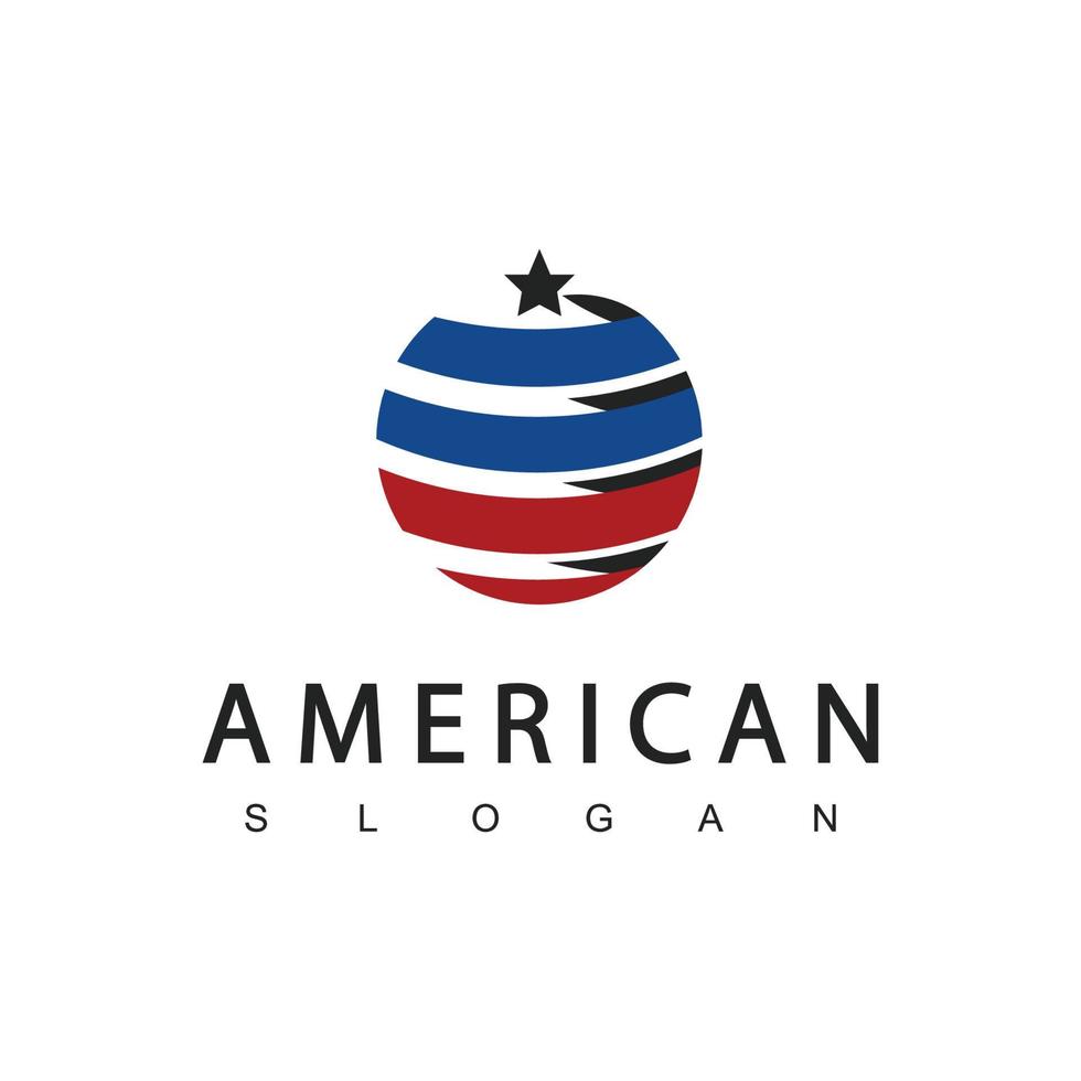 strisce circolari e stelle logo bandiere americane usa vettore