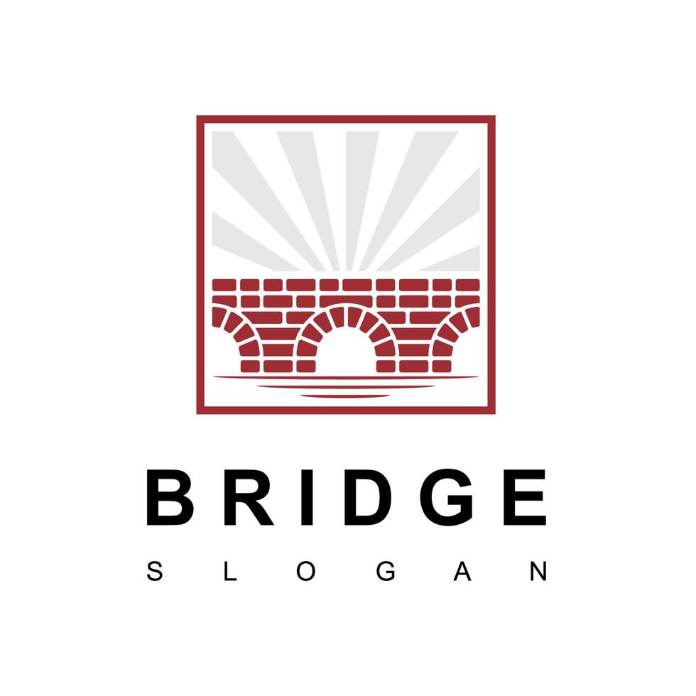 logo del ponte di mattoni, modello di design classico dell'edificio vettore