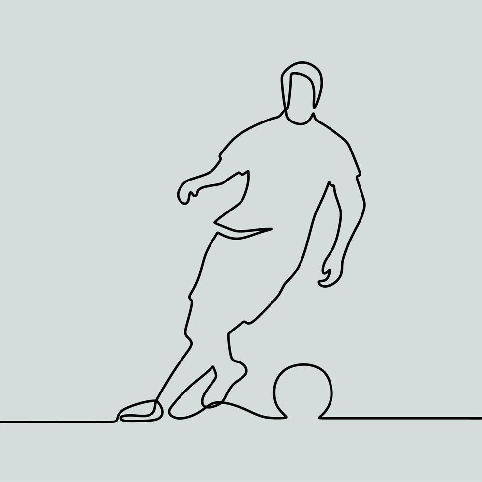 disegno a linea continua su persone che giocano a calcio vettore