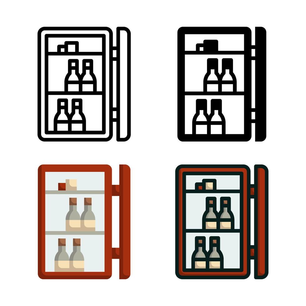 raccolta di stile del set di icone del minibar vettore