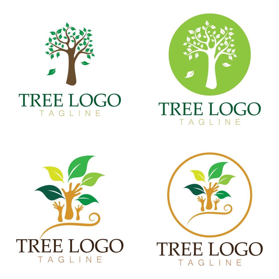 albero logo icona illustrazione vettoriale design.vector silhouette di un albero modelli di albero logo e radici albero della vita design illustrazione