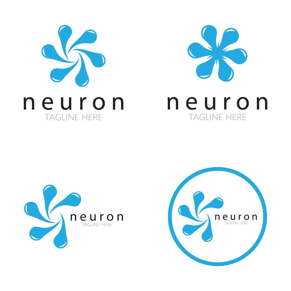 logo neurone o design del logo delle cellule nervose, icona del modello di illustrazione del logo della molecola con concetto vettoriale