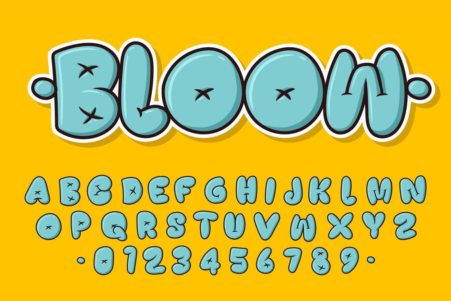 alfabeto graffity bolla tipografia carina set concetto icona cartone animato vettore