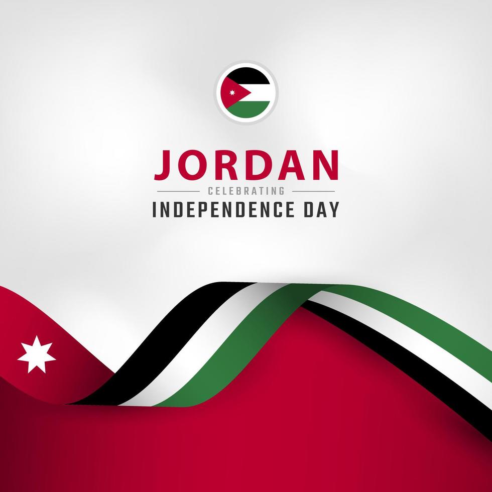 illustrazione del disegno vettoriale di celebrazione del 25 maggio felice giorno dell'indipendenza della giordania. modello per poster, banner, pubblicità, biglietto di auguri o elemento di design di stampa