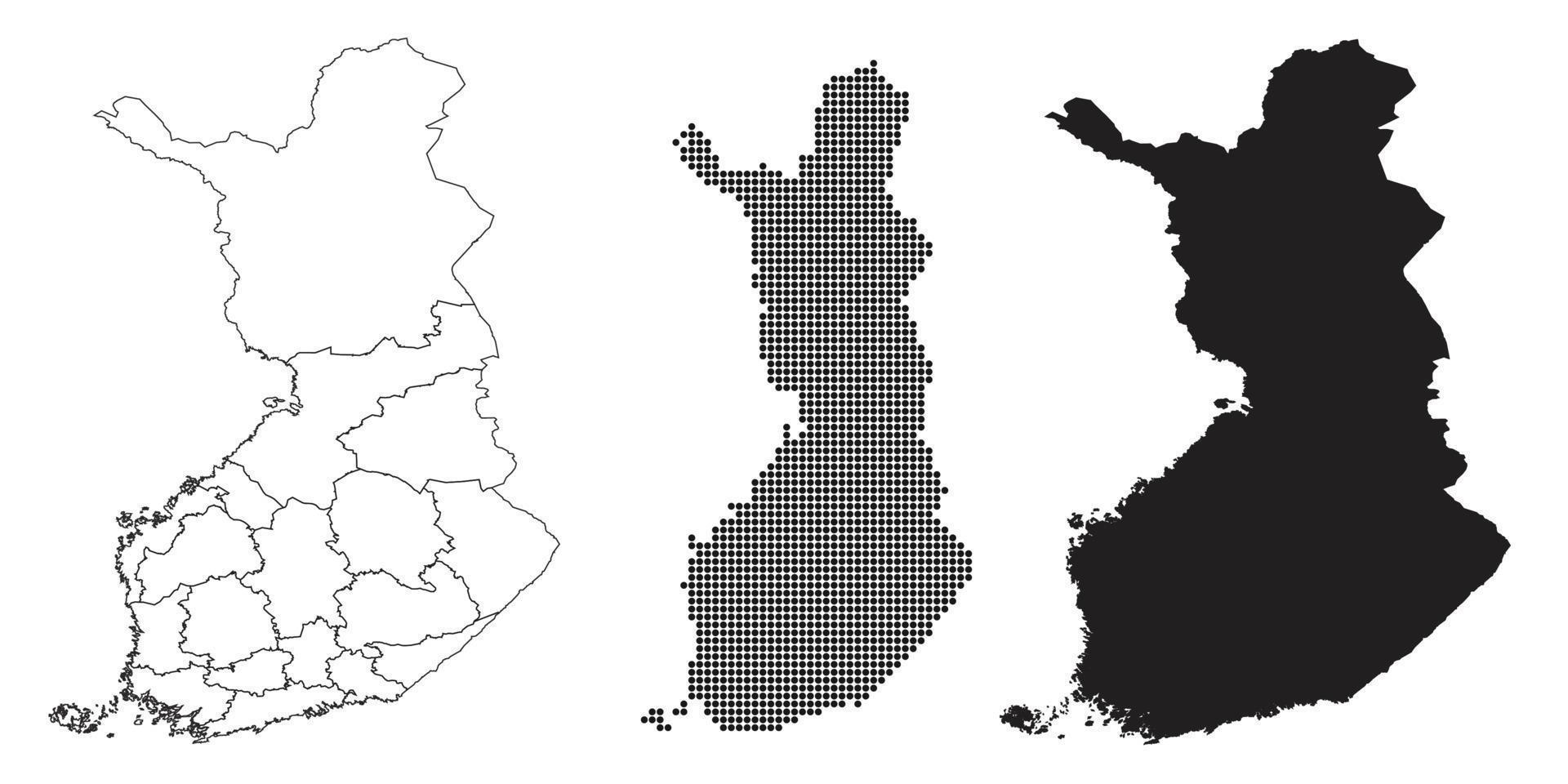 mappa della Finlandia isolata su uno sfondo bianco. vettore