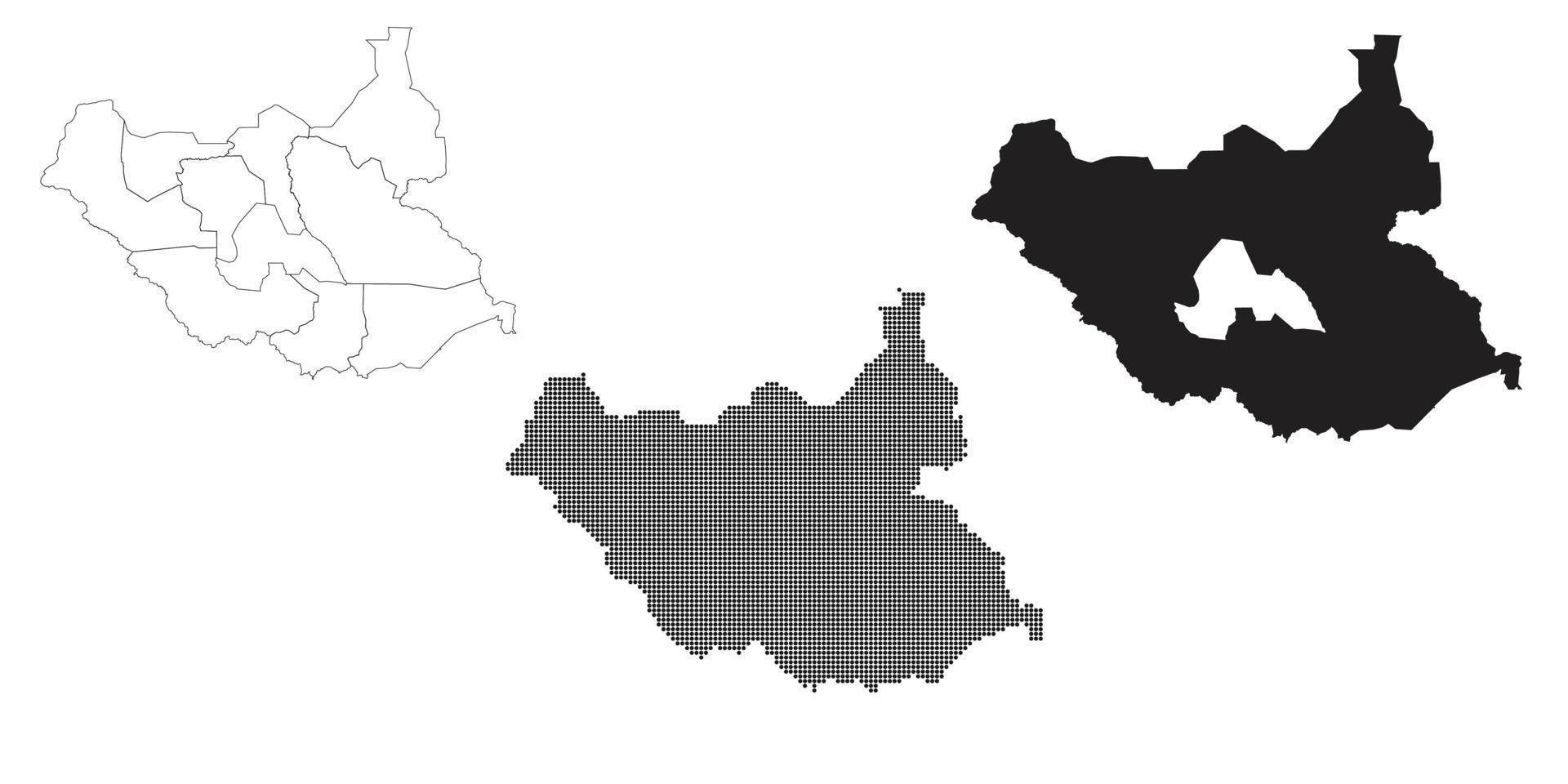 mappa del sud sudan isolata su uno sfondo bianco. vettore