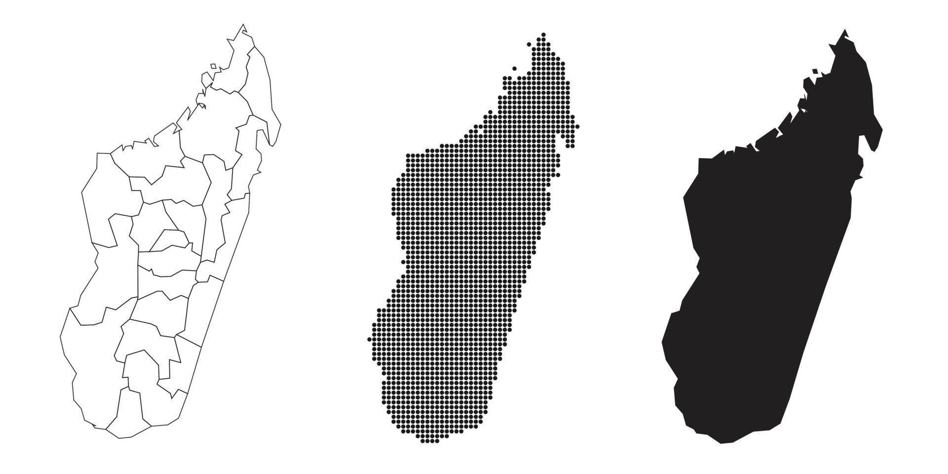 mappa del madagascar isolata su uno sfondo bianco. vettore