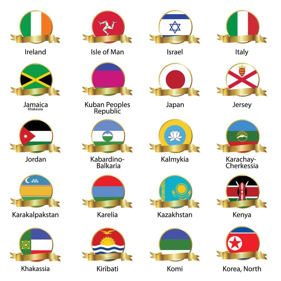 bandiere isolato bandiera del mondo. isolato su sfondo bianco. illustrazione vettoriale. vettore
