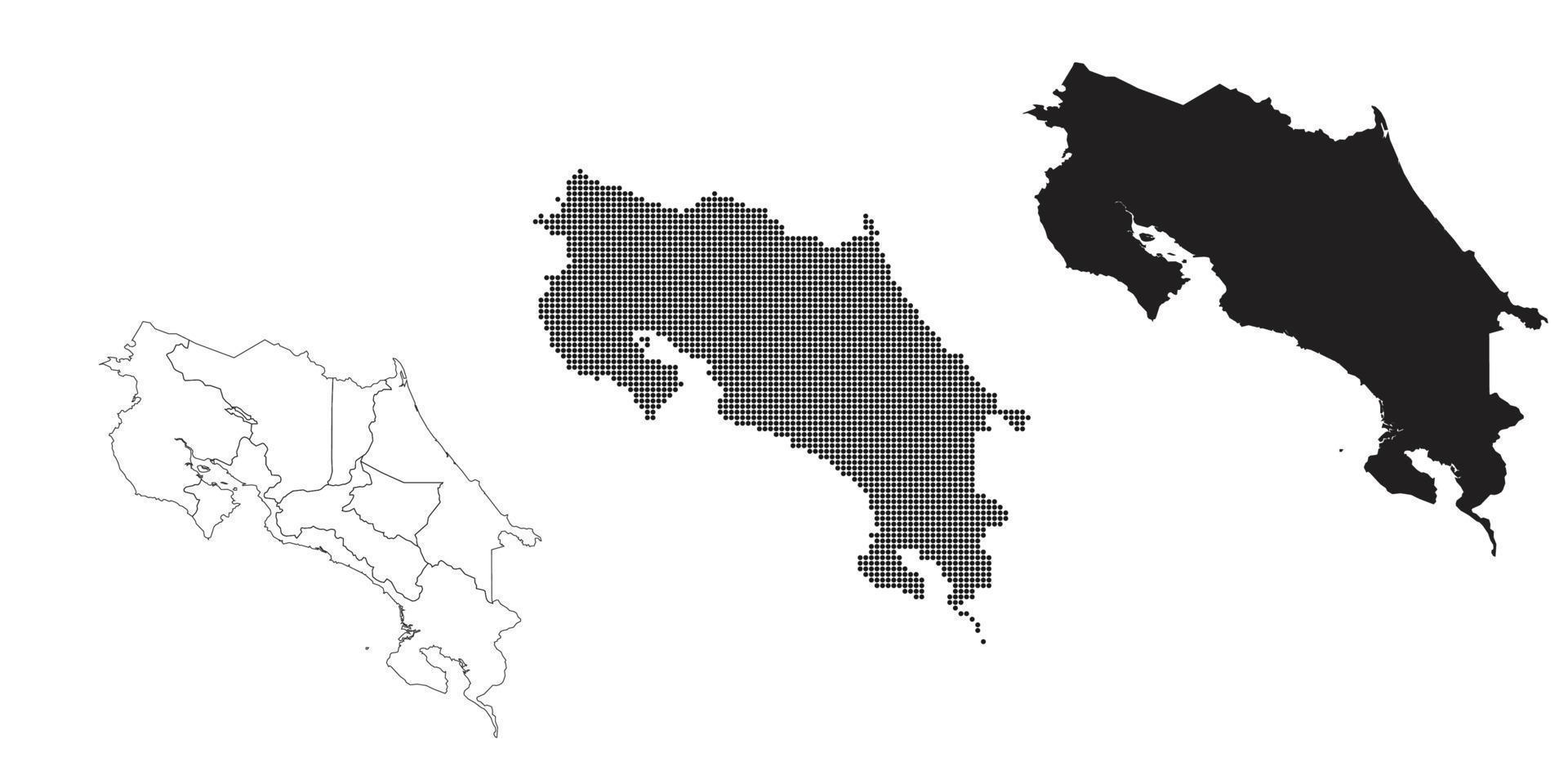 mappa della costa rica isolata su uno sfondo bianco. vettore